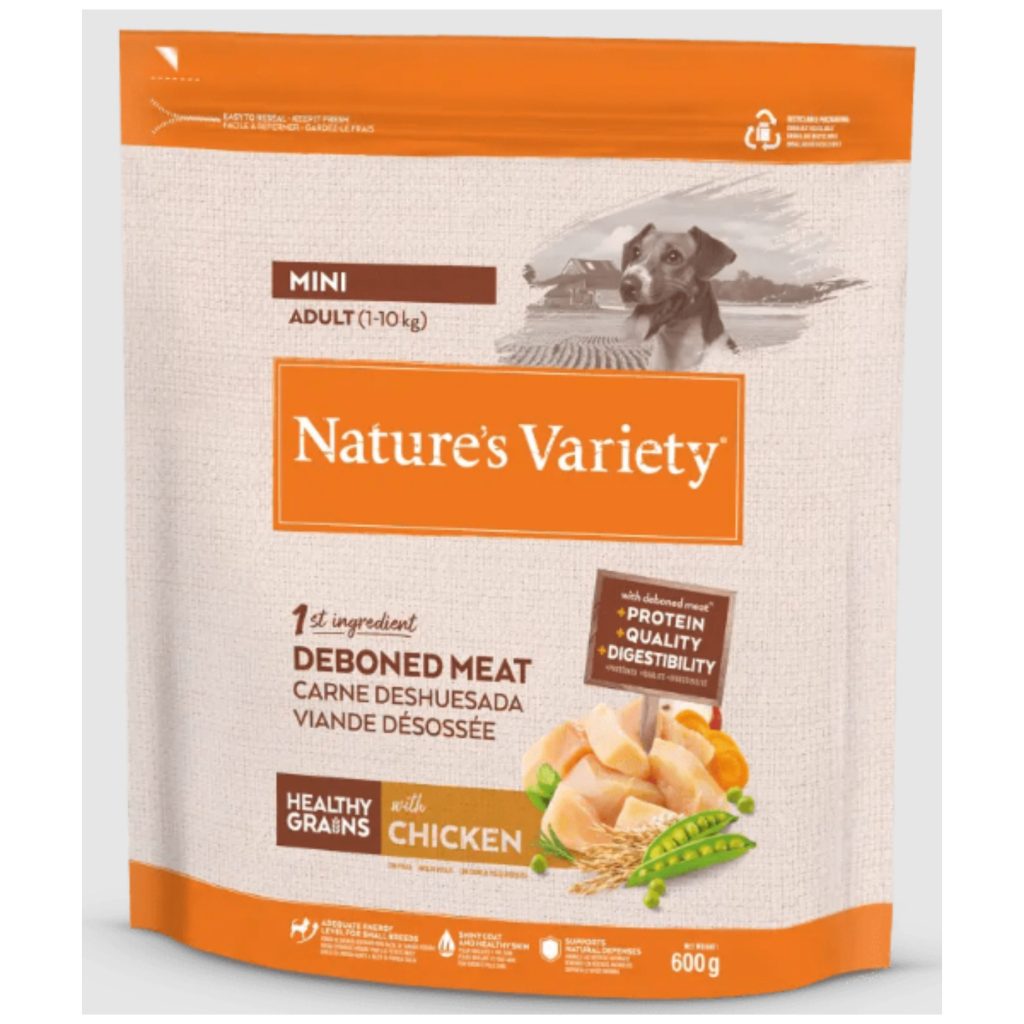 NATURES VARIETY HEALTHY GRAIN ADULT MINI POLLO 600gr